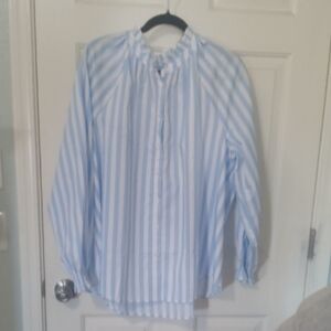 Lane Bryant Light Blue and White Striped Kids Blouse